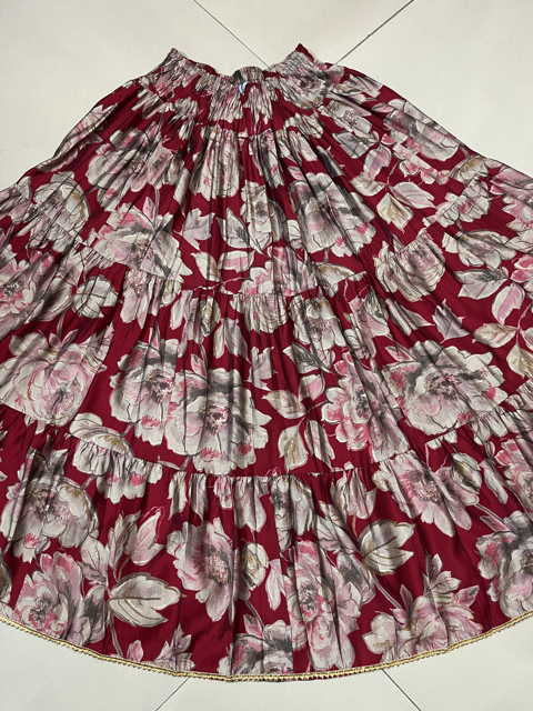 Tiered Red Muslin Indian Skirt