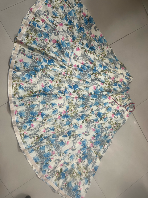 Tiered Cotton White Lara Indian Skirt