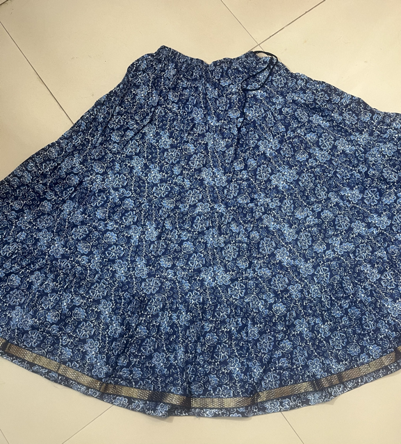 Jaipuri Cotton Navy Blue Skirt