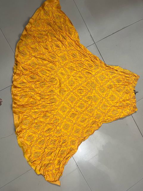 Jaipuri Cotton Tiered Yellow Skirt