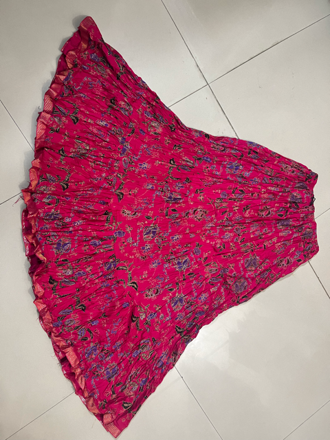 Jaipuri Cotton Tiered Fuchsia Skirt