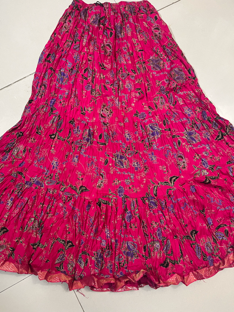Jaipuri Cotton Tiered Fuchsia Skirt