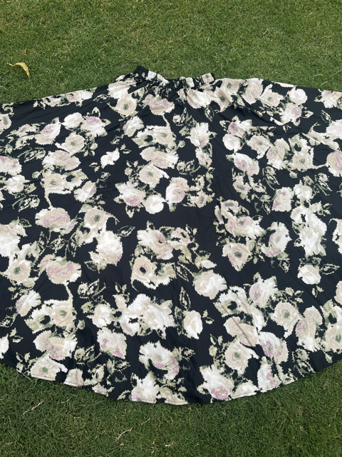 Flared Black Crepe Indian Skirt