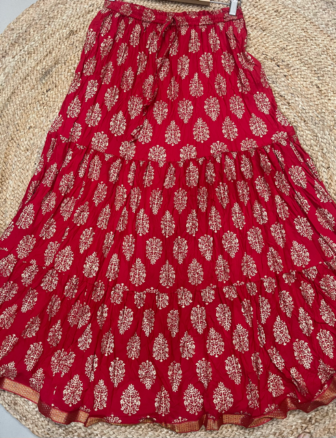 Jaipuri Red Indian Skirt
