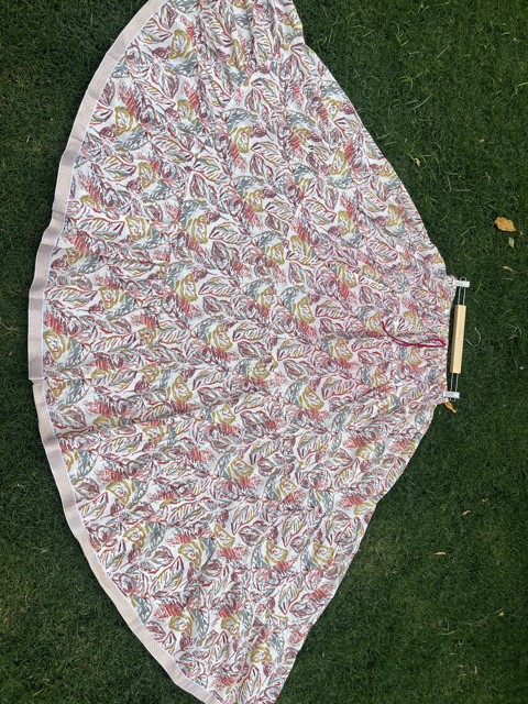 Tiered Cotton White Printed Indian Skirt