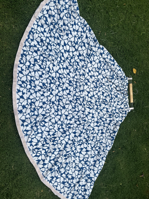 Tiered Cotton Blue Printed Indian Skirt