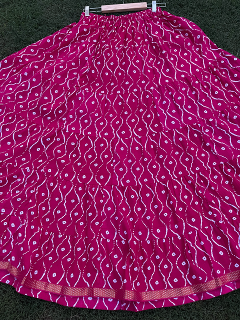 Tiered Cotton Fuchsia Indian Skirt