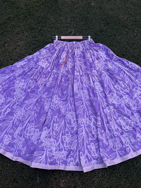 Tiered Cotton Purple Indian Skirt