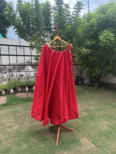 Flared Red Silk Indian Skirt