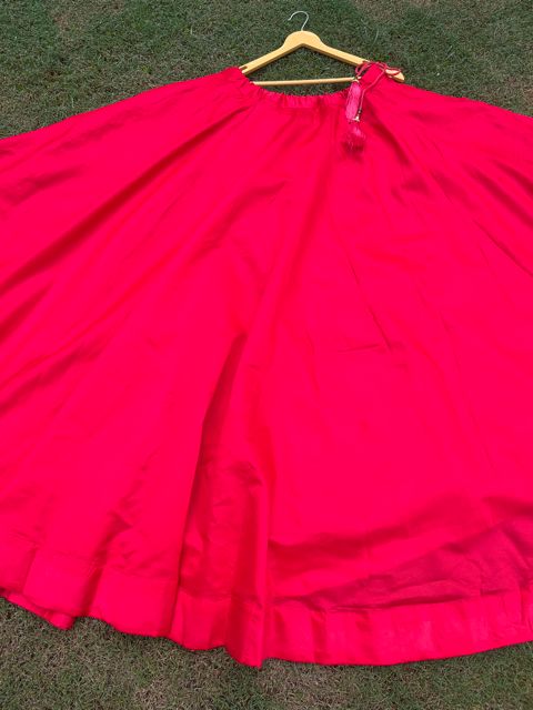 Flared Red Silk Indian Skirt