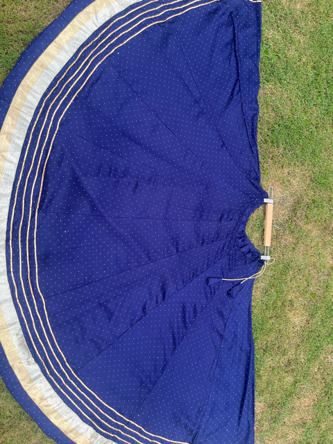 Flared Navy Blue Rayon Garba Skirt