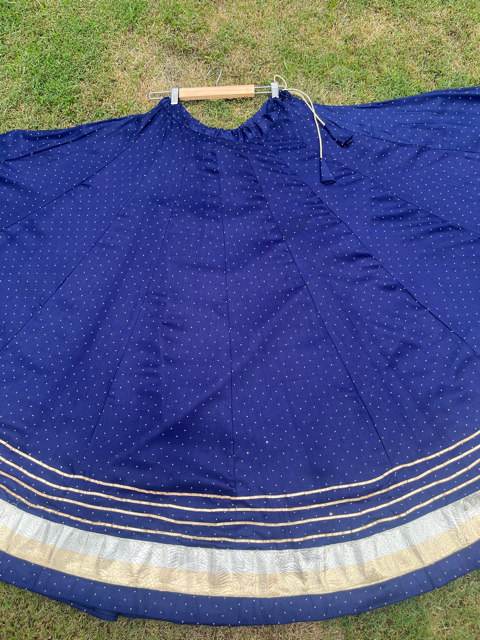 Flared Navy Blue Rayon Garba Skirt