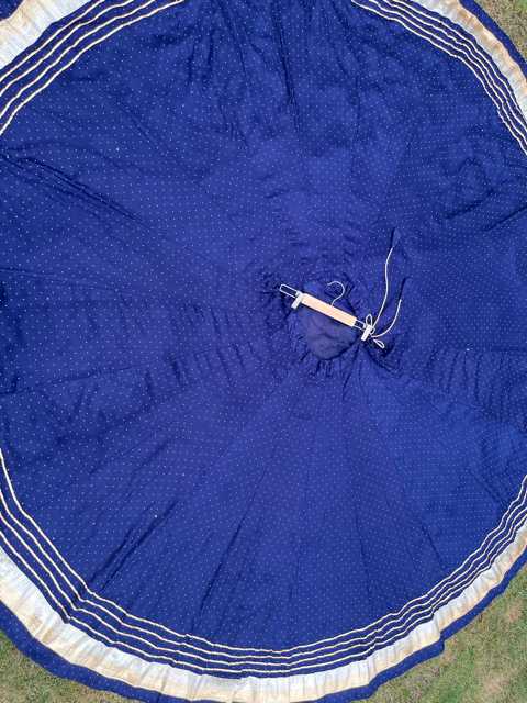 Flared Navy Blue Rayon Garba Skirt