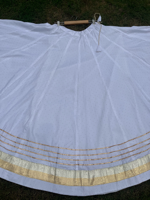 Mukesh Flared White Shivi Rayon Cotton Skirt
