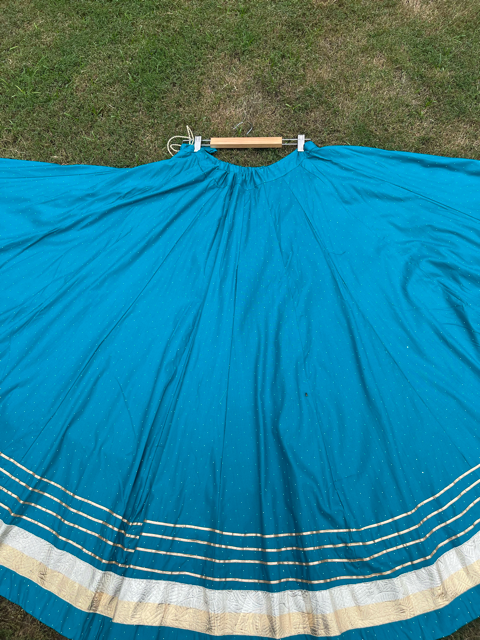 Mukesh Flared Blue Vinni Rayon Indian Skirt