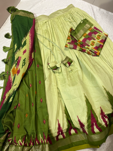 Tussar Silk Green Taru Lehenga