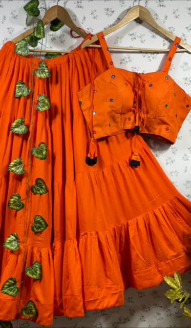 Orange Chikki skirt Set