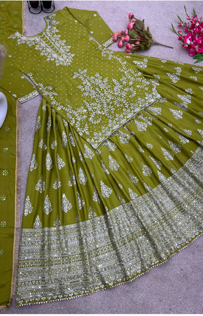 Green Pratima Lehenga