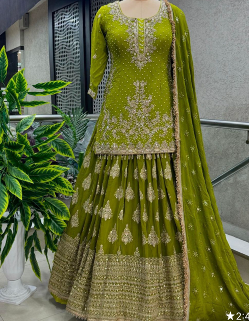 Green Pratima Lehenga