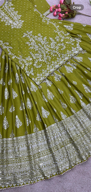 Green Pratima Lehenga