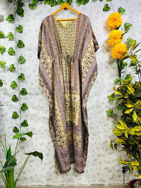 Silk Beige Silky Kaftan