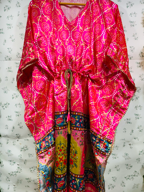 Pink Satin Kaftan