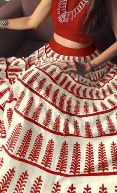Bangalori Satin Silk Red Indian Skirt