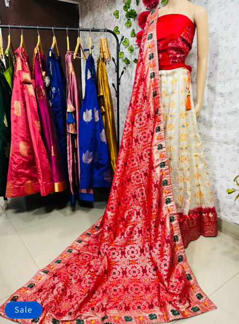 Red Dola Silk Lehenga