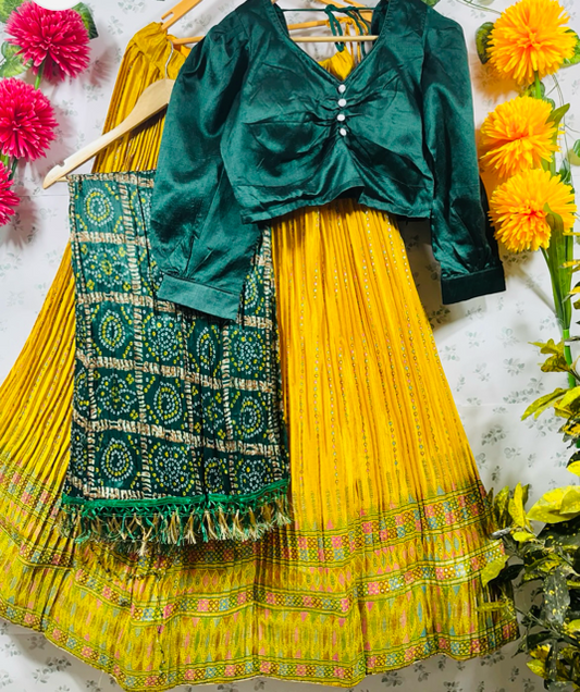 Yellow Kali Lehenga