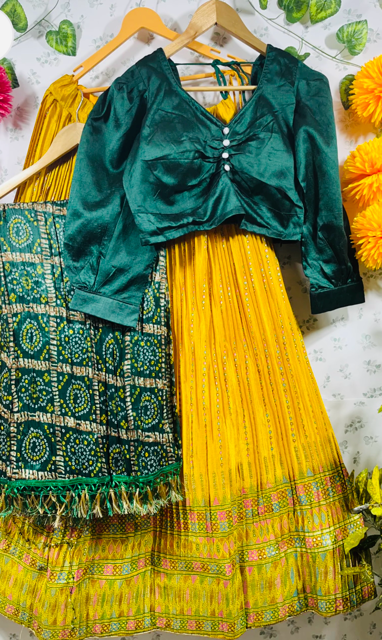 Yellow Kali Lehenga