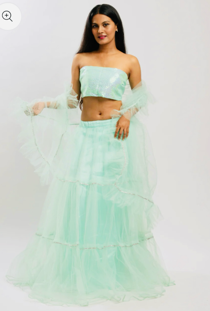 Sea Green Net Lehenga