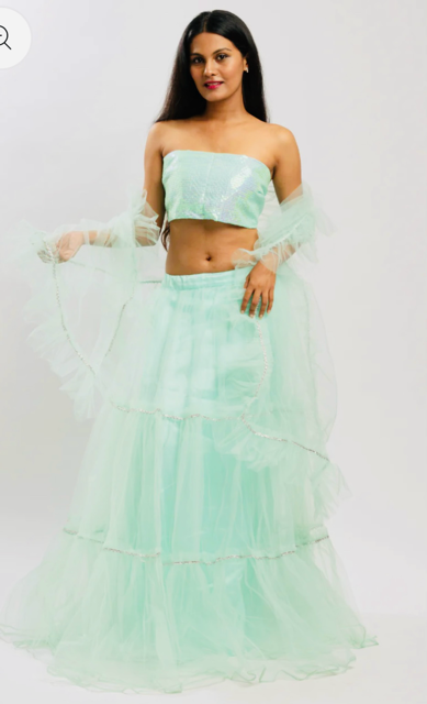 Sea Green Net Lehenga