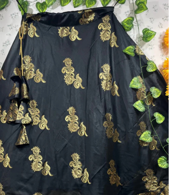 Black Rakhi Silk Skirt