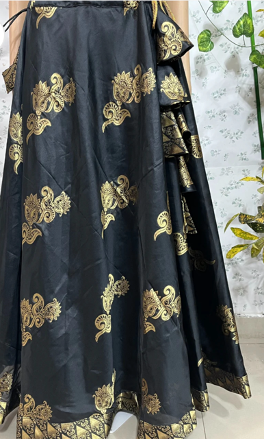 Black Rakhi Silk Skirt