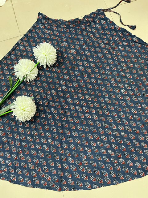 Ajrakh Indigo Badam Skirt