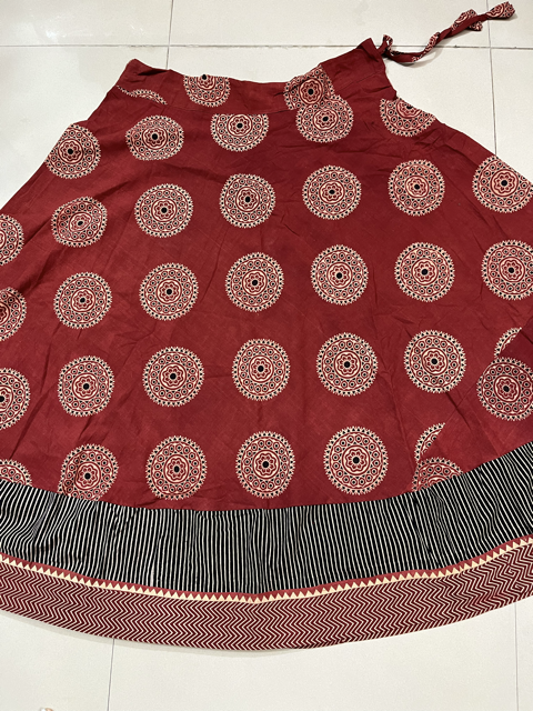 Ajrakh Maroon Rial Skirt