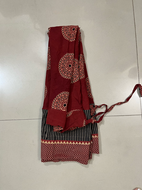 Ajrakh Maroon Rial Skirt