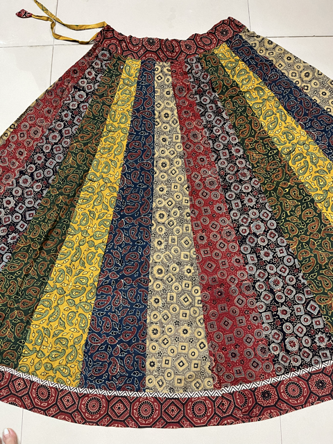 Ajrakh Multicolour  Kali Skirt