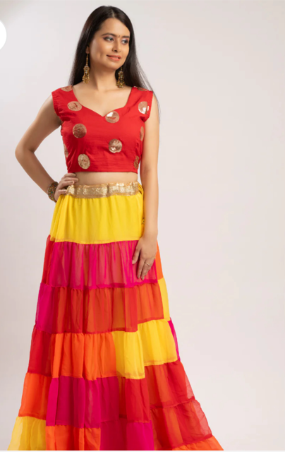 Yellow vibrant Skirt Set