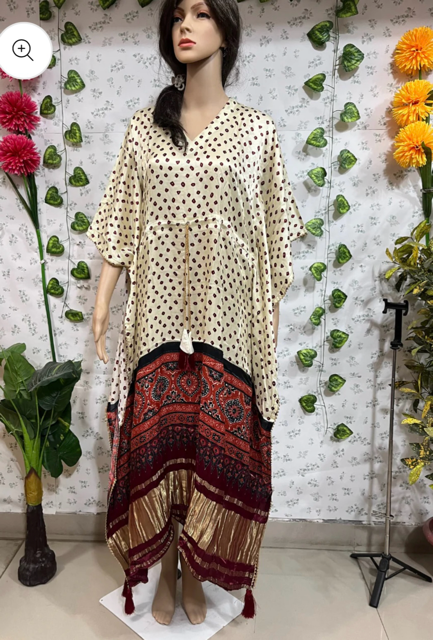 Cream Gaji Silk Kaftan