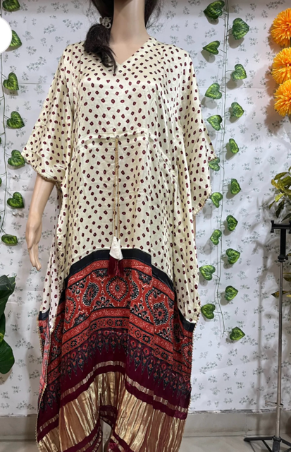 Cream Gaji Silk Kaftan