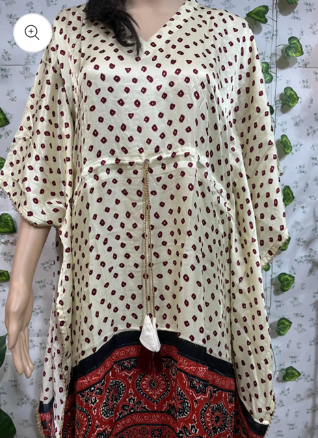 Cream Gaji Silk Kaftan