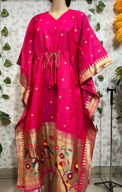 Paithani Fuchsia kaftan