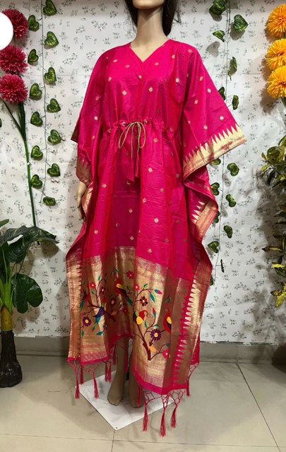 Paithani Fuchsia kaftan