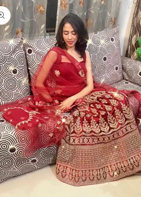 Maroon Mauli Net Lehenga