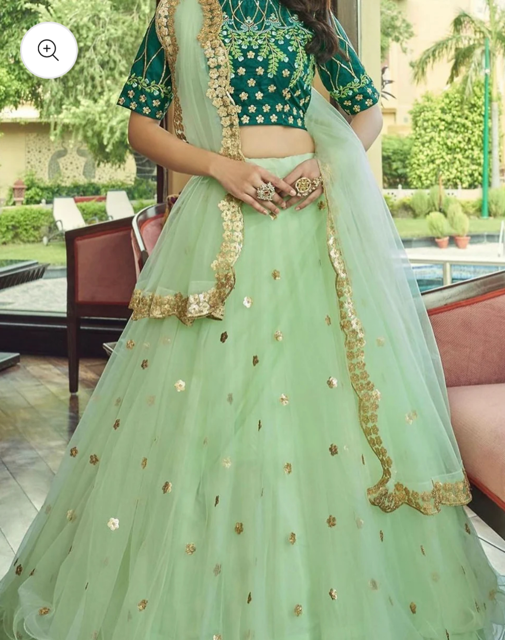 Green Nidhi Net Lehenga