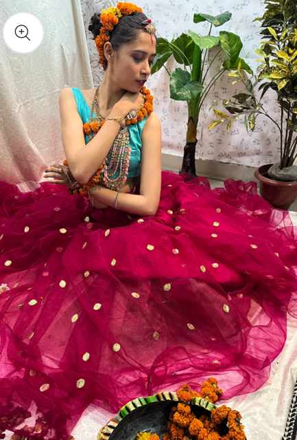 Magenta Manya Net Lehenga