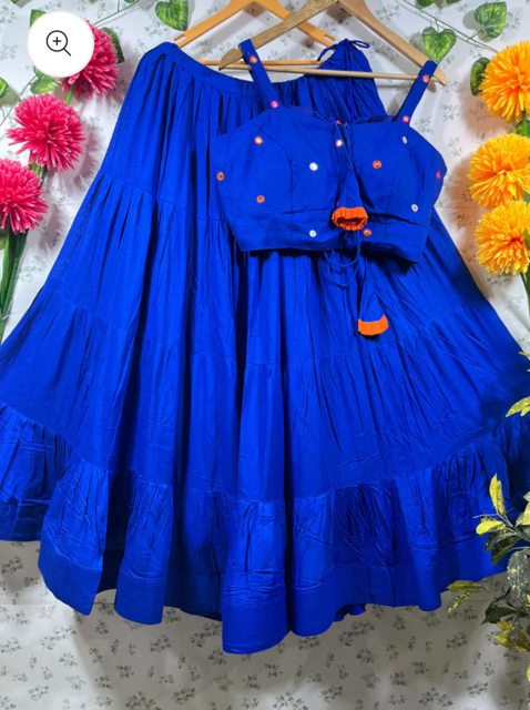 Chic Rayon Royal Blue Skirt Set