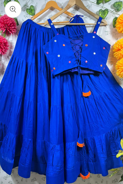 Chic Rayon Royal Blue Skirt Set