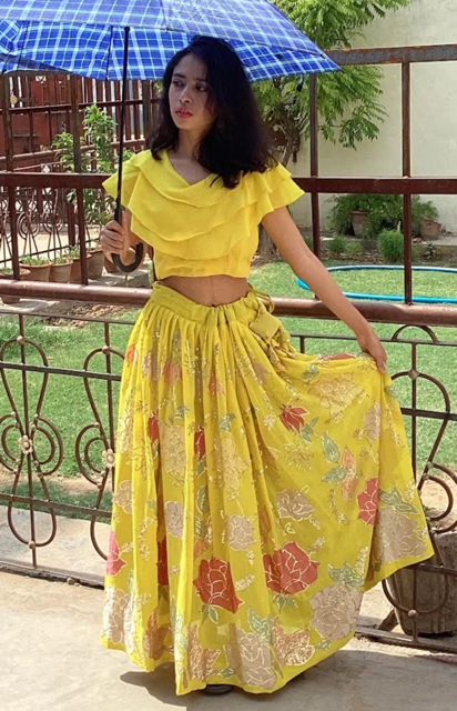 Yellow Sunny Georgette skirt Set